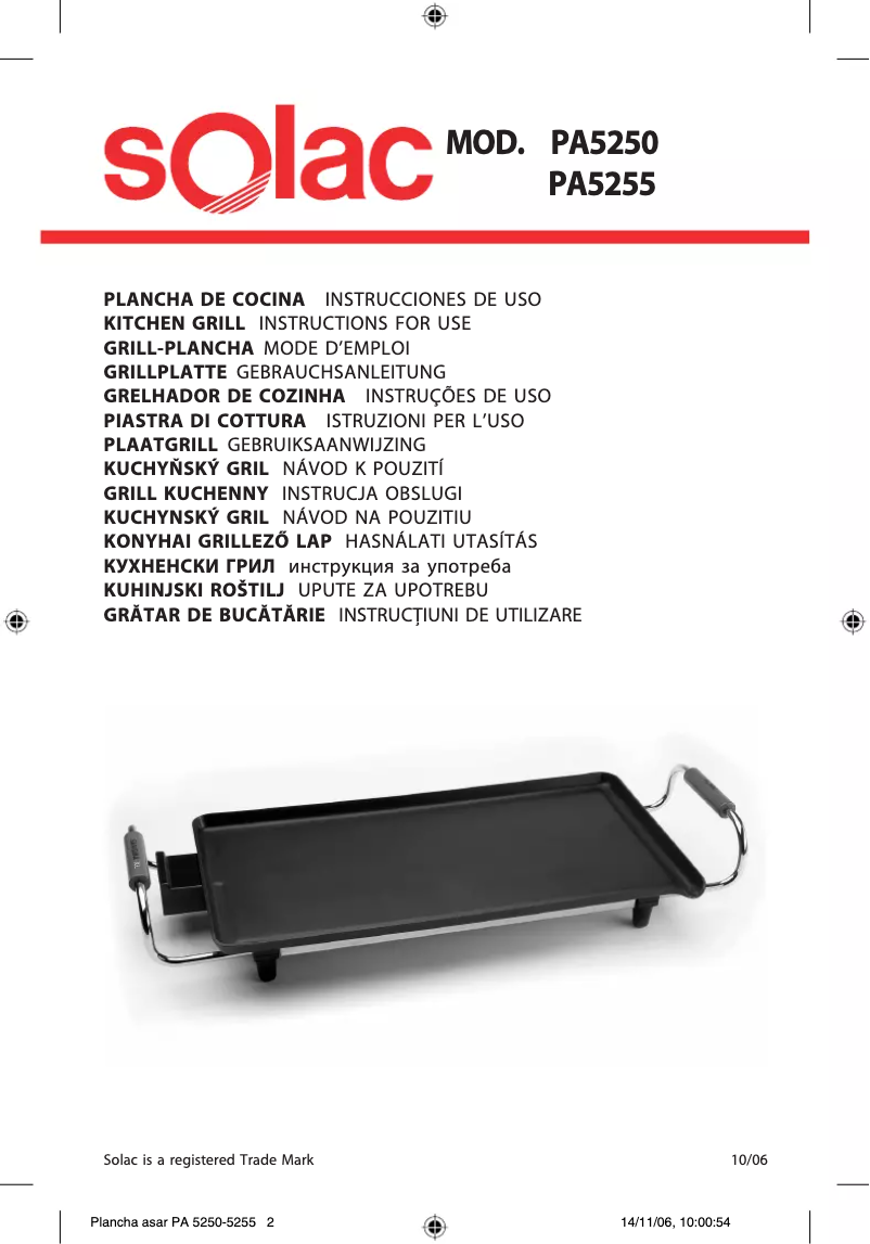 Page 1 de la notice Manuel utilisateur Solac PA5250