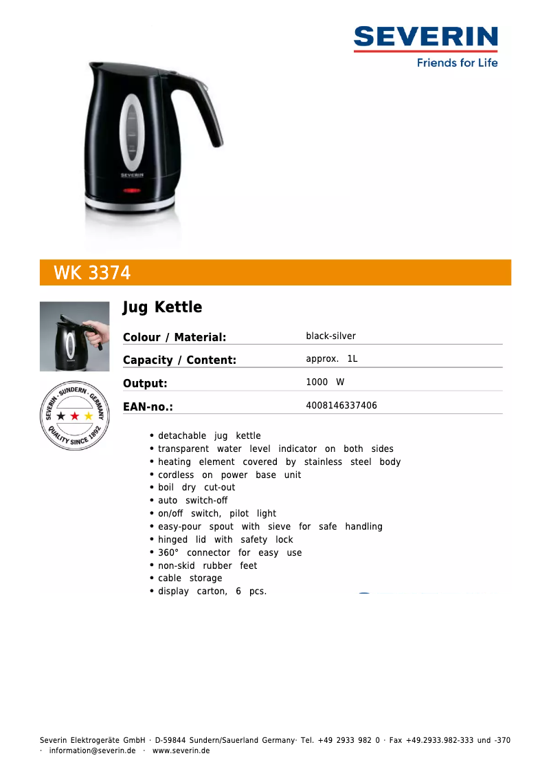 Image de la première page du manuel de l'appareil WK 3374