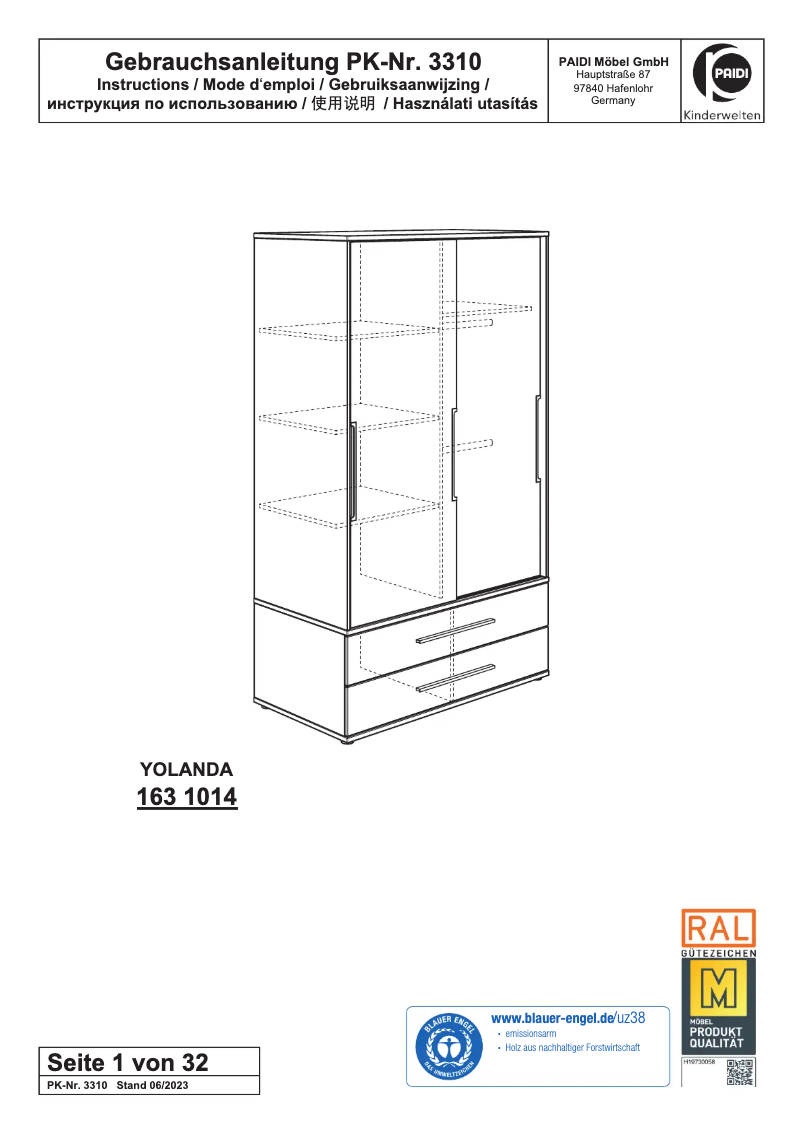 Image de la première page du manuel de l'appareil Yolanda