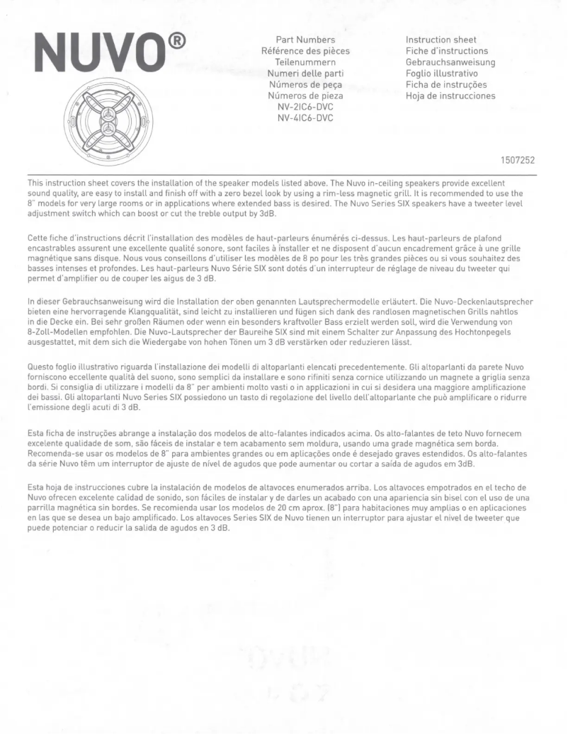 Página 1 del manual Manual de usuario NUVO Series Two NV-2IC6-DVC