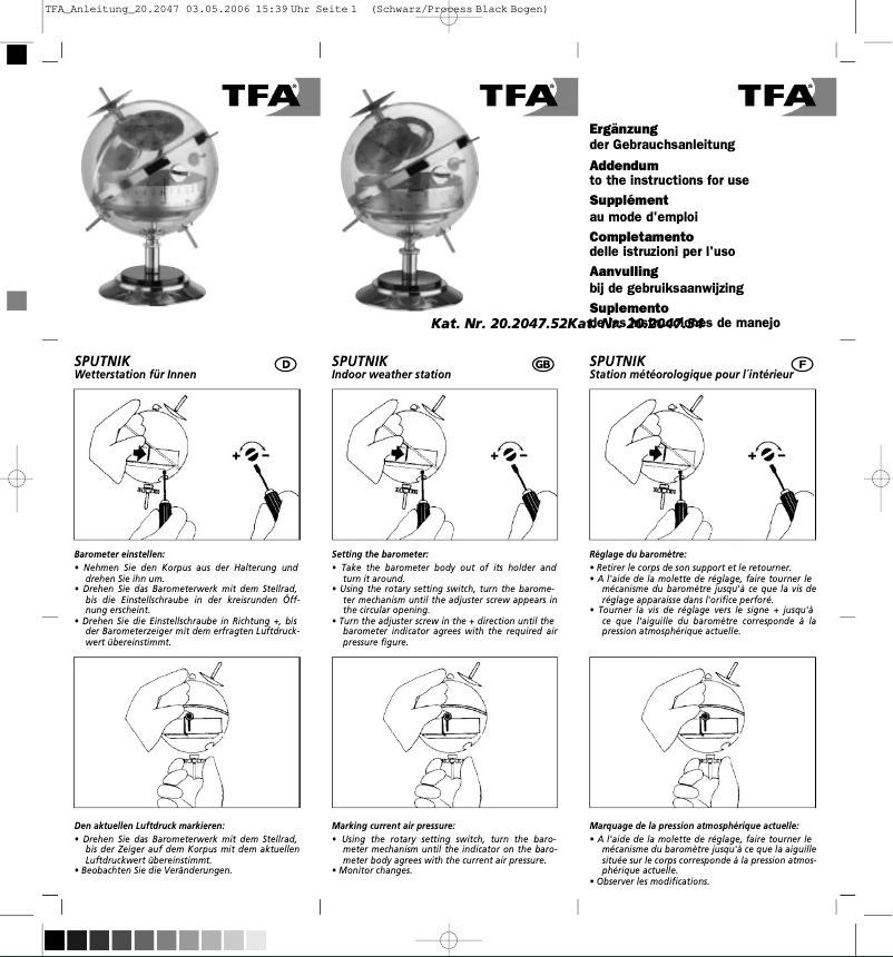 Página 1 del manual Manual de usuario TFA SPUTNIK 20.2047.52.B
