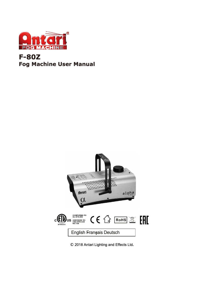 Image de la première page du manuel de l'appareil F-80Z