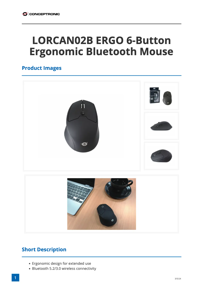 Page n°1 - Fiche technique Conceptronic LORCAN02B