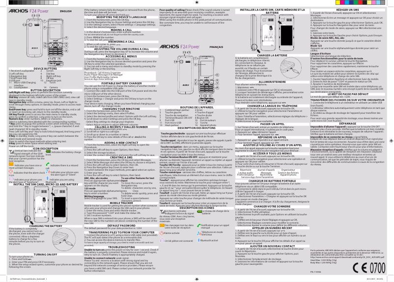 Page 1 de la notice Manuel utilisateur Archos F24 Power