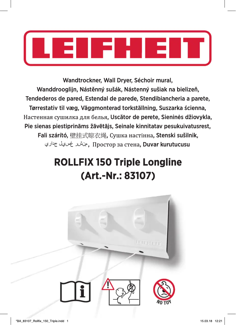Page 1 de la notice Manuel utilisateur Leifheit Rollfix 150 Triple Longline