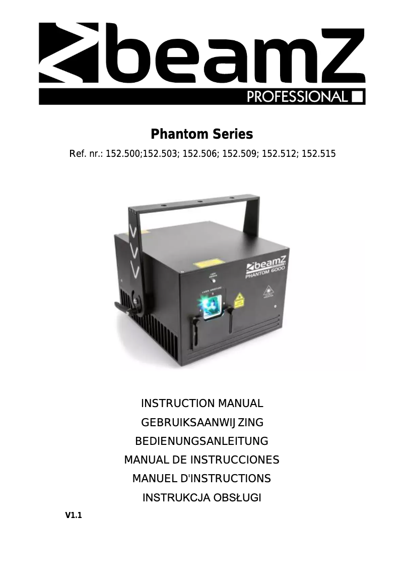 Page n°1 - Manuel utilisateur BeamZ The Phantom 1600