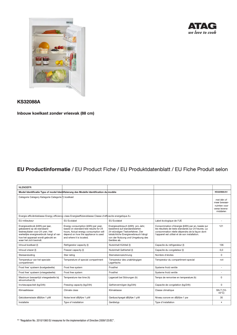 Page n°1 - Manuel utilisateur Atag KS32088A