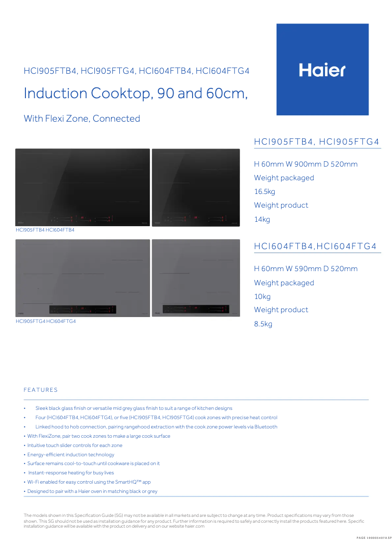 Page n°1 - Fiche technique Haier HCI905FTG4