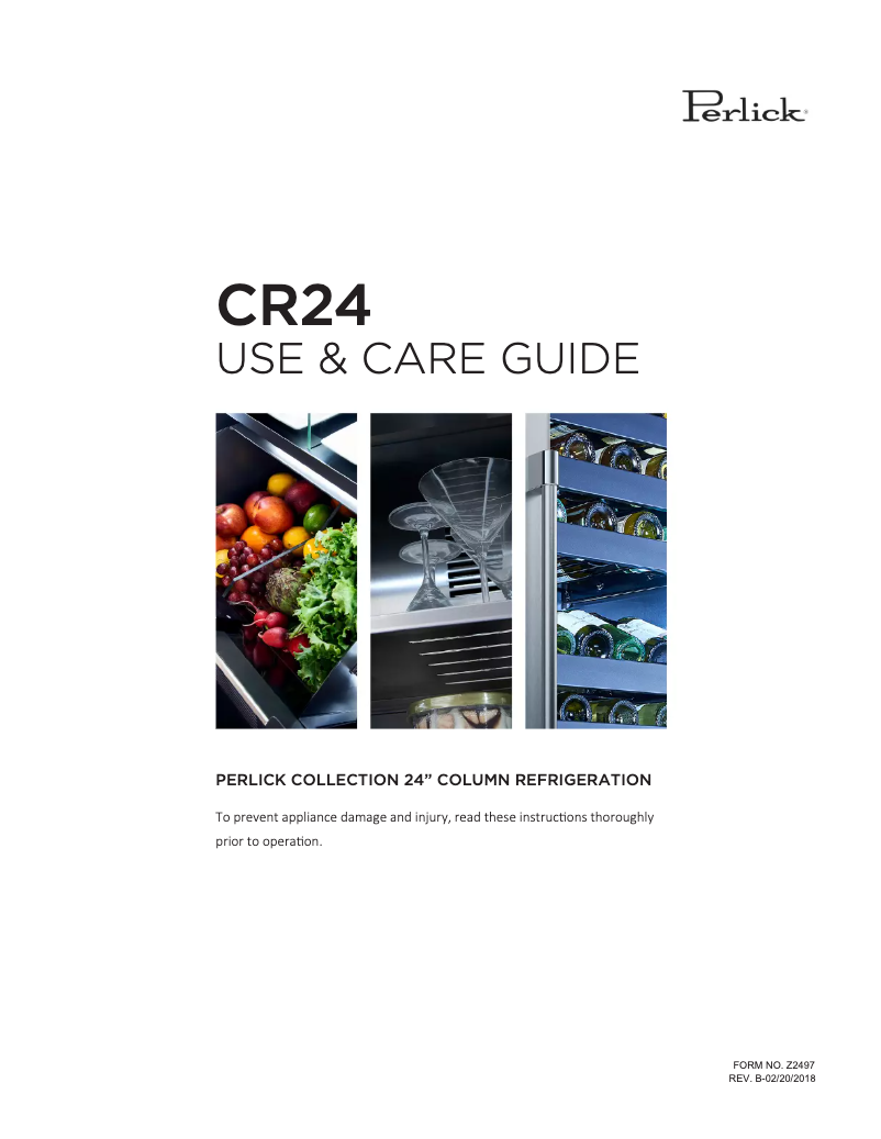 Page n°1 - Manuel d'utilisation et d'entretien Perlick CR24R-1-2R