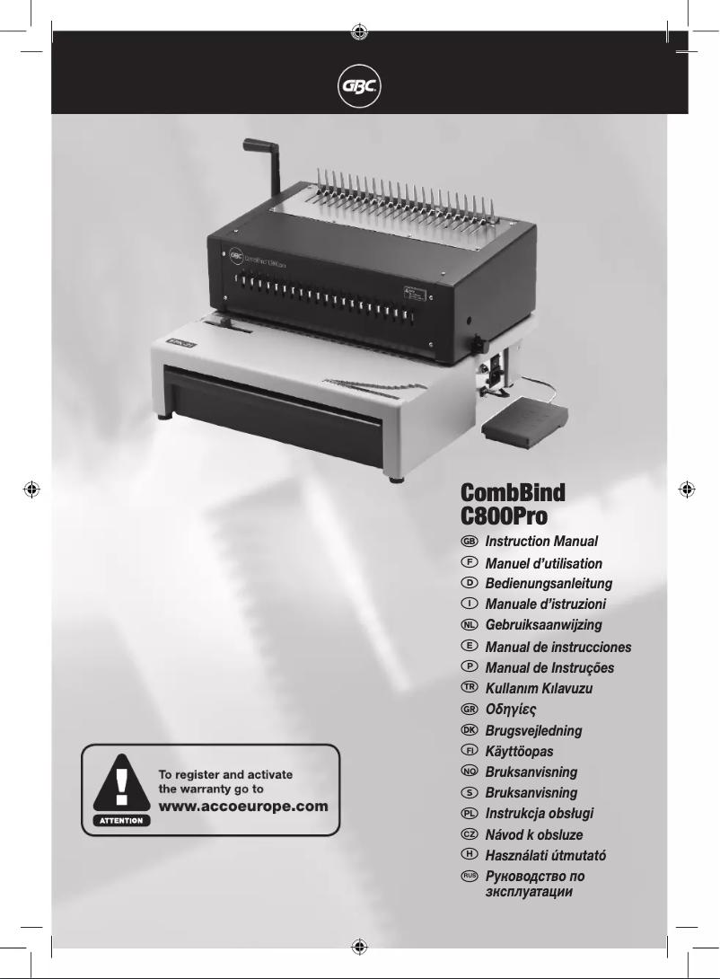Página 1 del manual Manual de usuario GBC CombBind C800pro