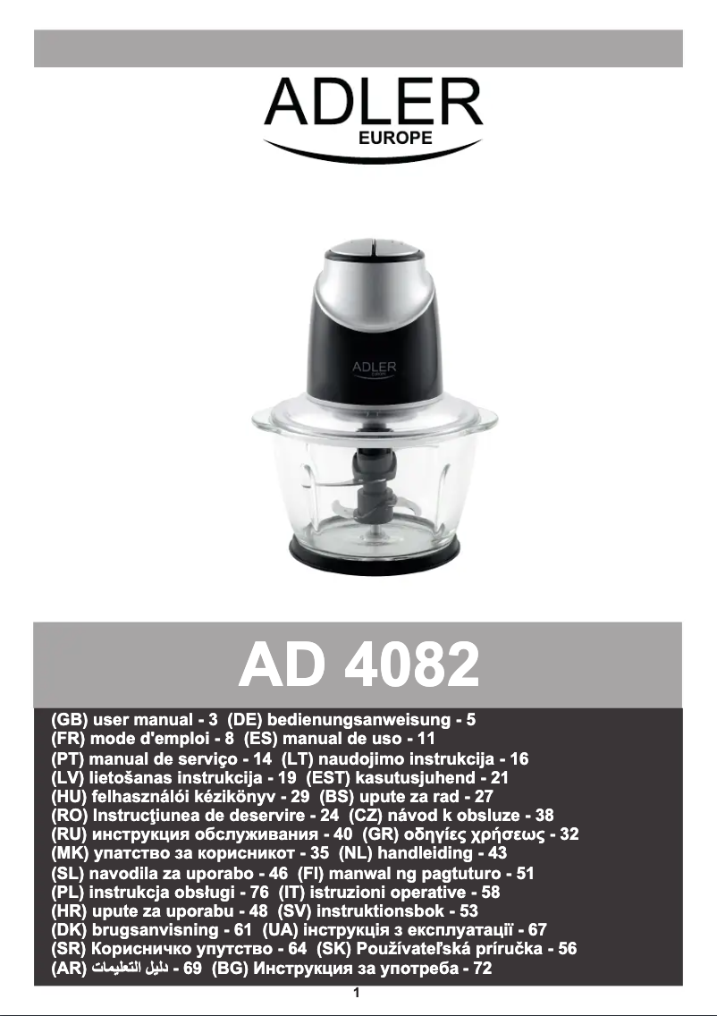 Page n°1 - Manuel utilisateur Adler AD 4082