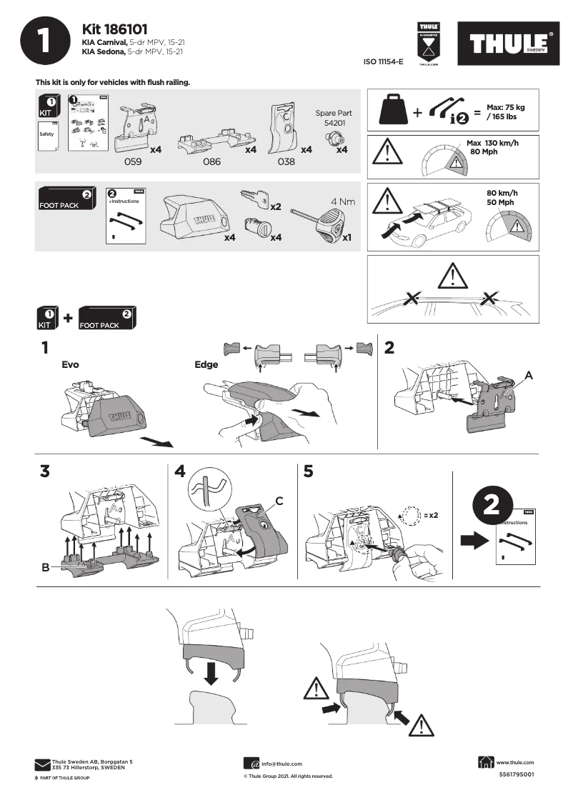 Page 1 de la notice Manuel utilisateur Thule Kit 186101