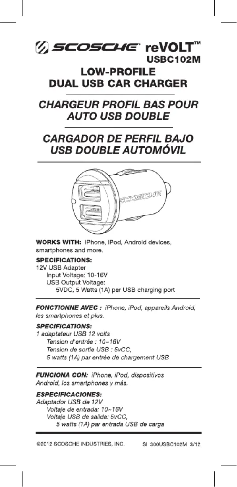 Page n°1 - Manuel utilisateur Scosche USBC102M