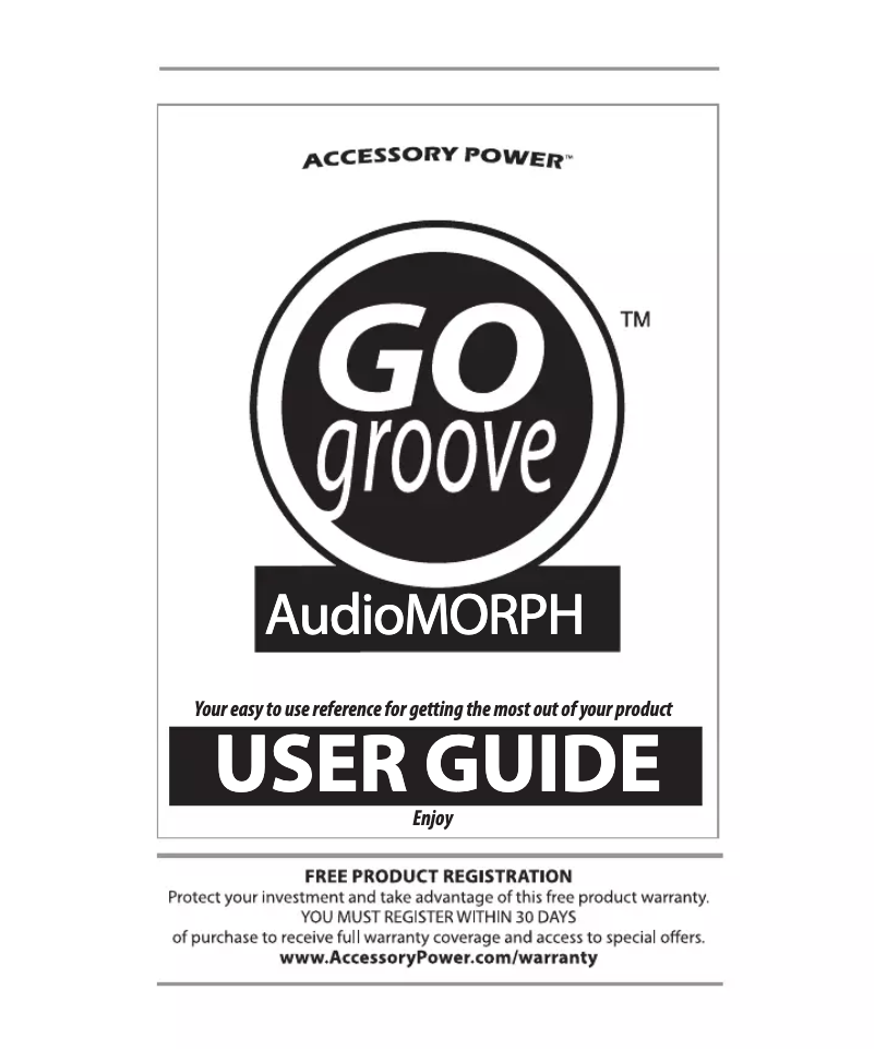 Page n°1 - Manuel utilisateur GOgroove AudioMORPH