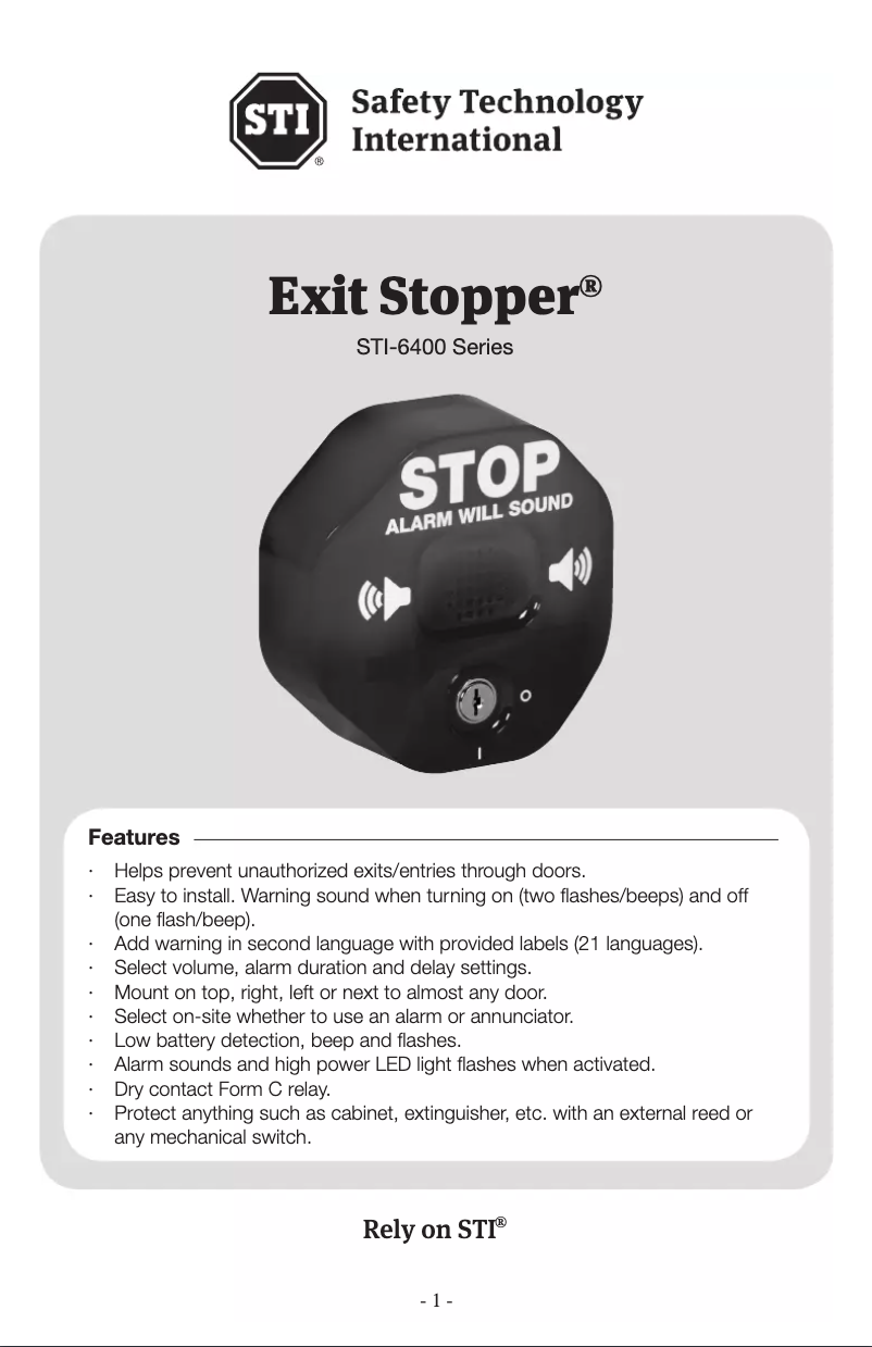 Imagen de la primera página del manual del dispositivo Exit Stopper
