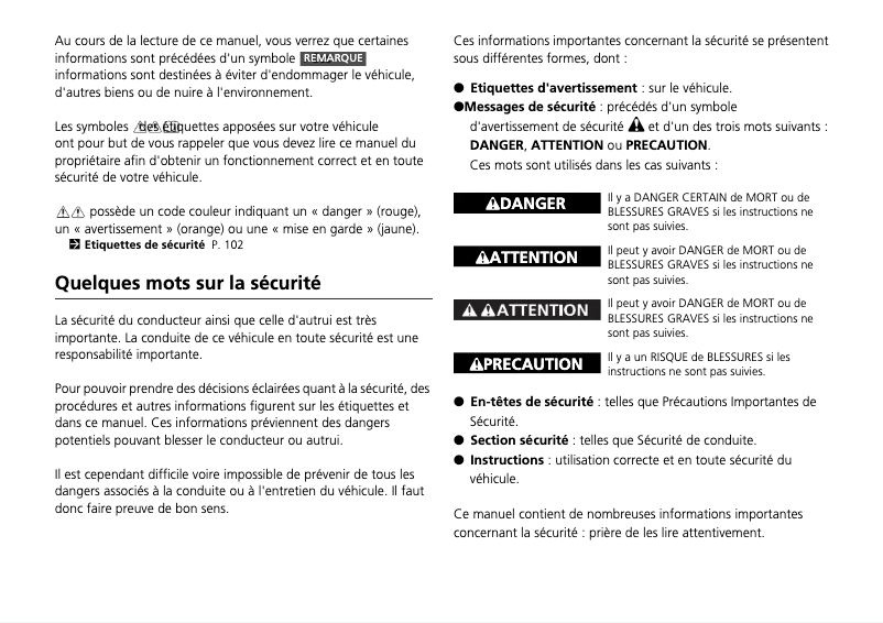 Image de la première page du manuel de l'appareil Civic Type R (2017)