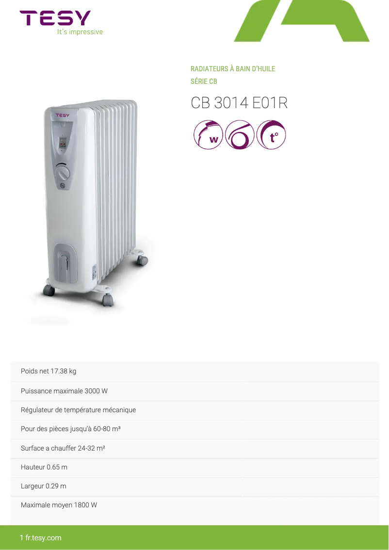 Page n°1 - Manuel utilisateur Tesy CB 3014 E01R