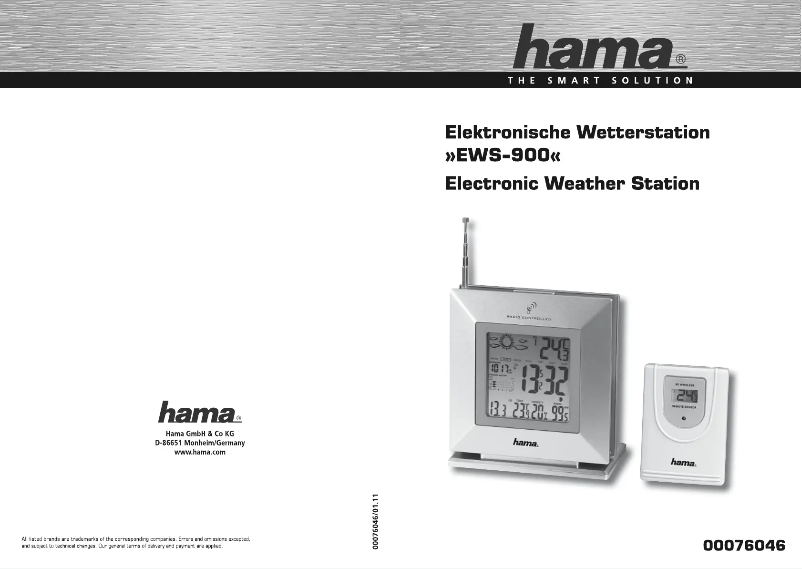 Page 1 de la notice Manuel utilisateur Hama EWS-900