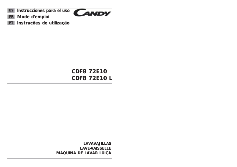 Page 1 de la notice Manuel utilisateur Candy CDF8 72E10L-S