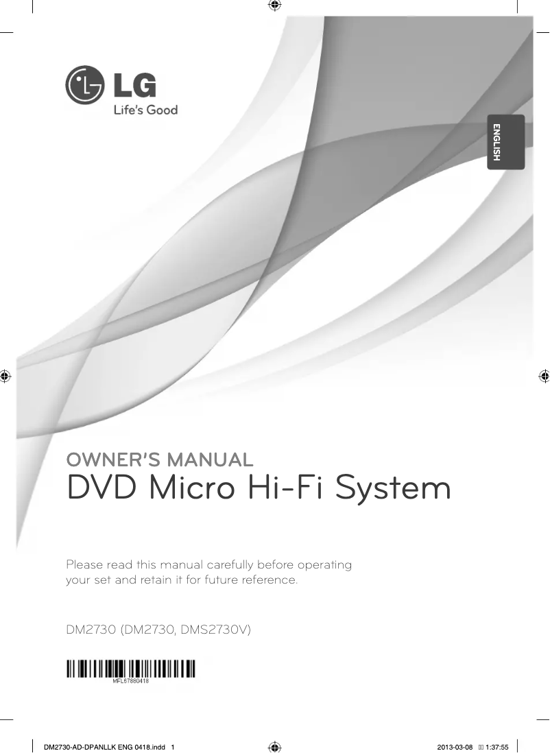 Page 1 de la notice Manuel utilisateur LG DM2730