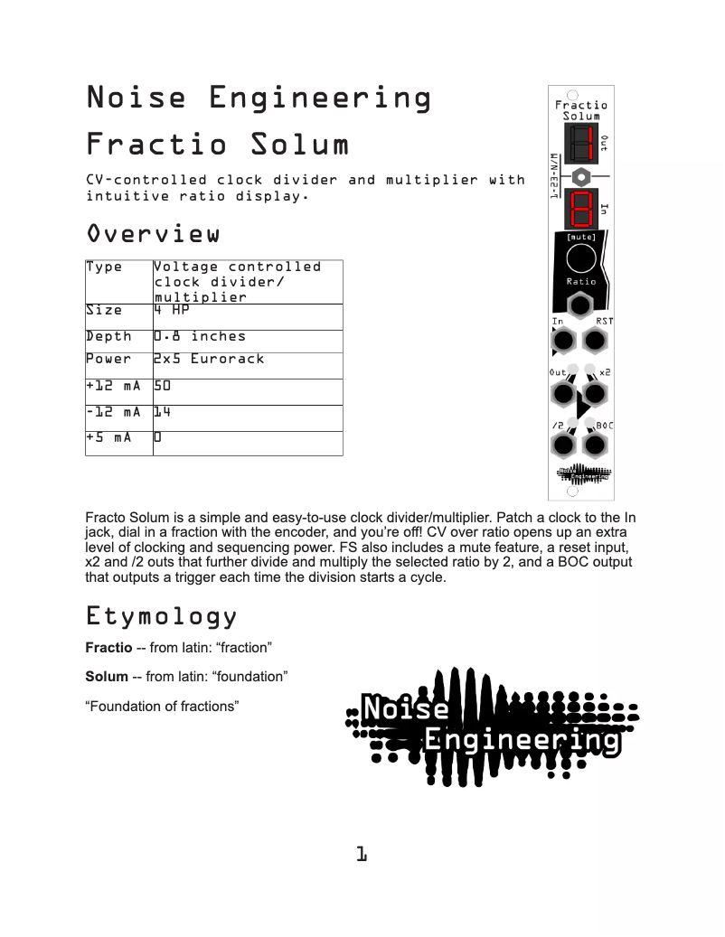 Page n°1 - Manuel utilisateur Noise Engineering Fractio Solum