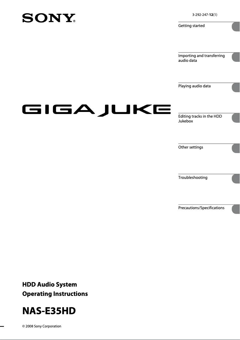 Image de la première page du manuel de l'appareil Giga Juke NAS-E35HD