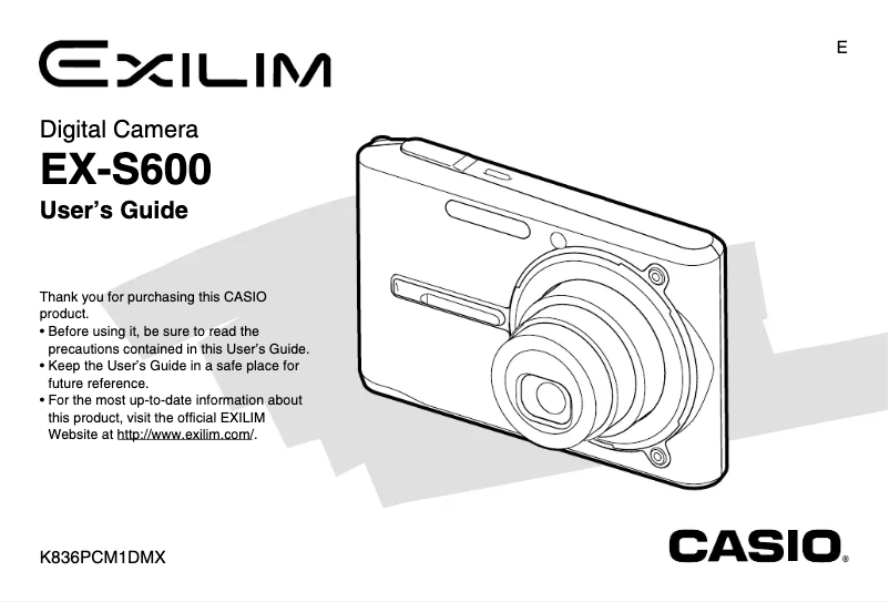 Page 1 de la notice Manuel utilisateur Casio Exilim EX-S600D