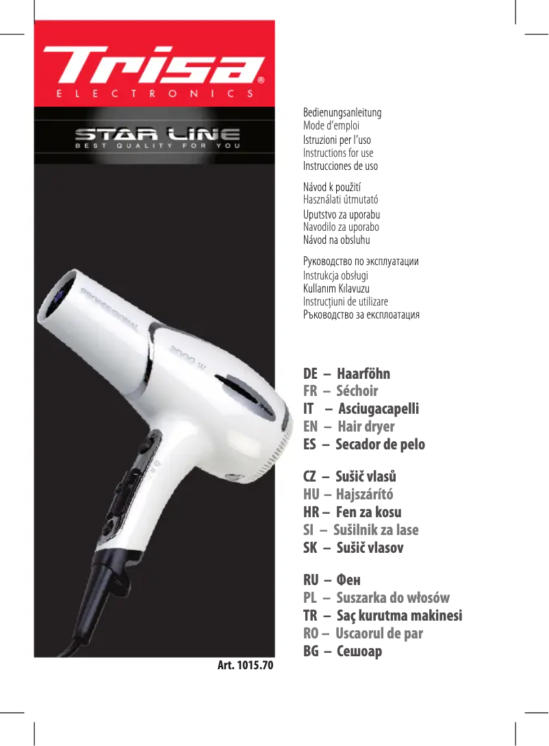 Page 1 de la notice Manuel utilisateur Trisa Star Line