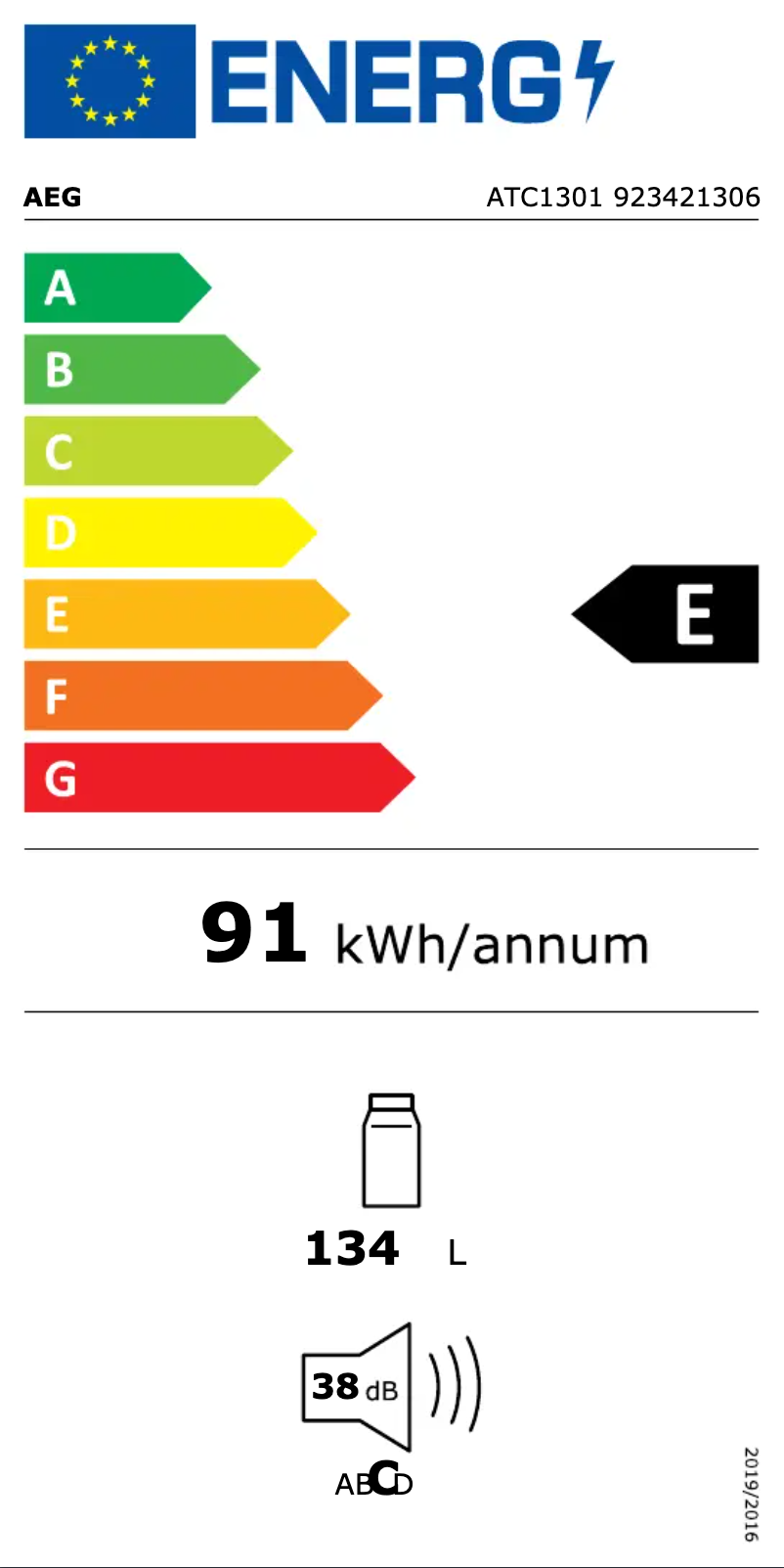 Page 1 de la notice Label énergétique AEG ATC1301