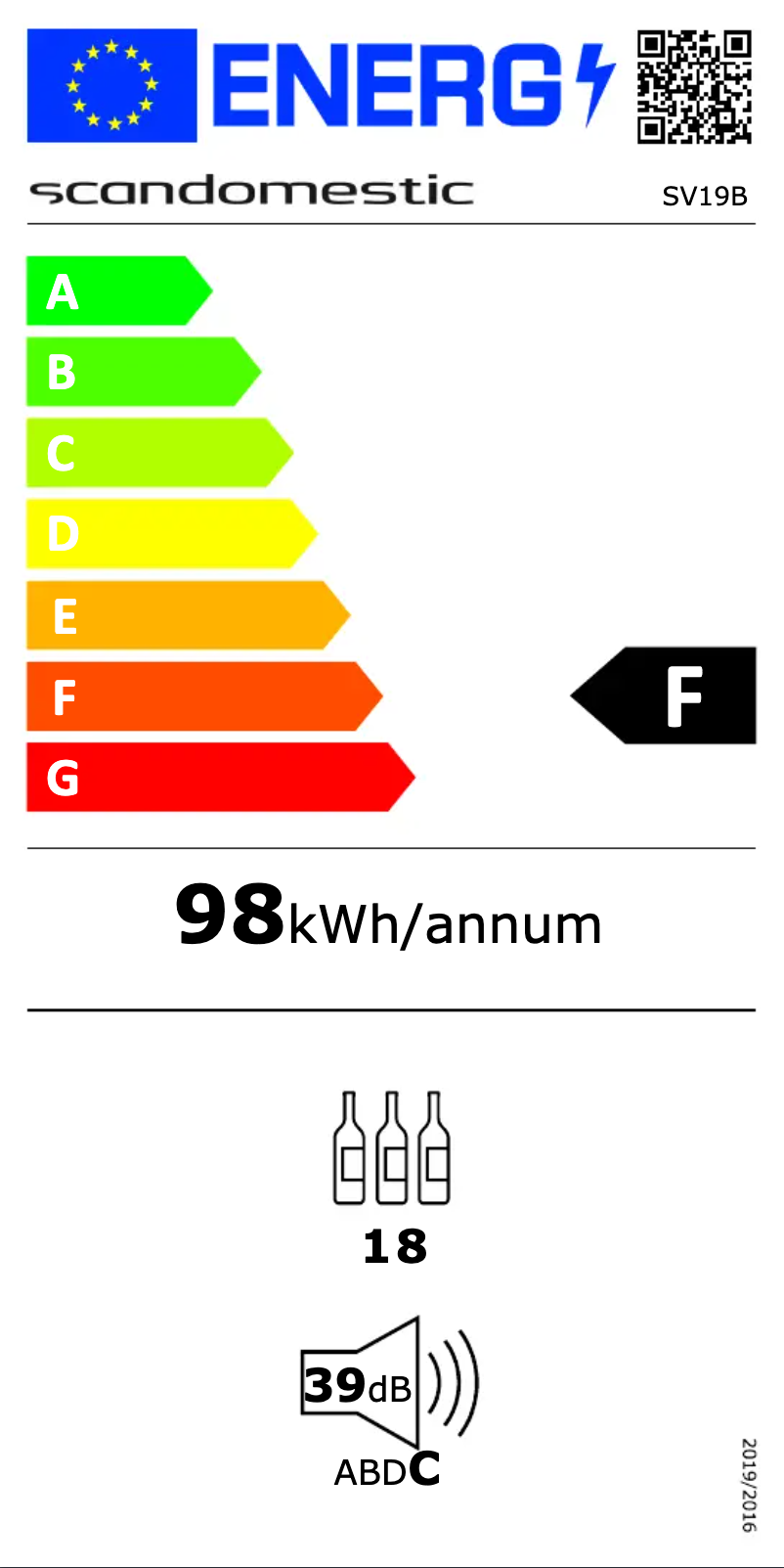 Page n°1 - Label énergétique Scandomestic SV 19 B