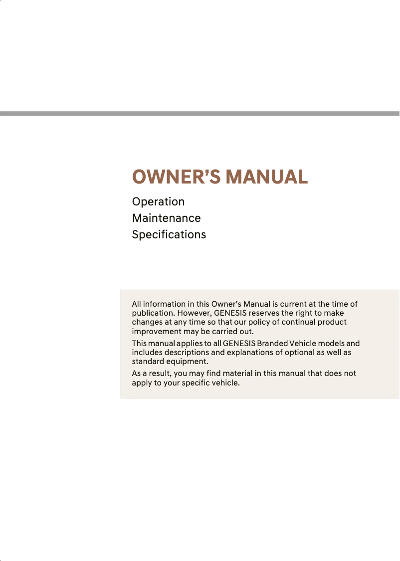 Page 1 de la notice Manuel utilisateur Genesis G80 (2025)
