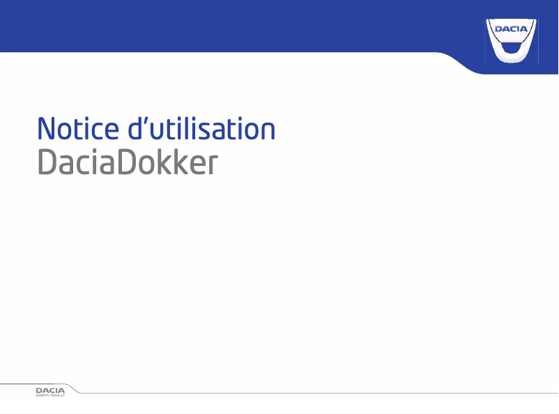 Page 1 de la notice Manuel utilisateur Dacia Dokker (2013)