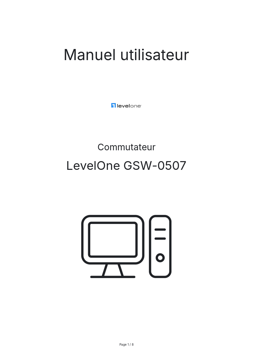 Page n°1 - Manuel utilisateur LevelOne GSW-0507