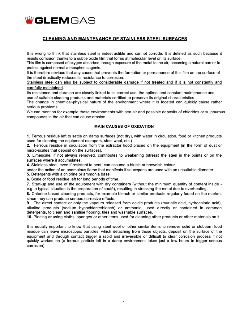 Página 1 del manual Ficha técnica Glem Gas CK85UCF