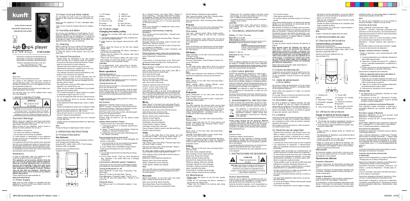 Página 1 del manual Manual de usuario Kunft KTMP4063