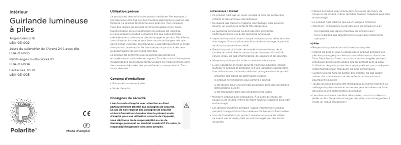 Image de la première page du manuel de l'appareil LBA-03-004