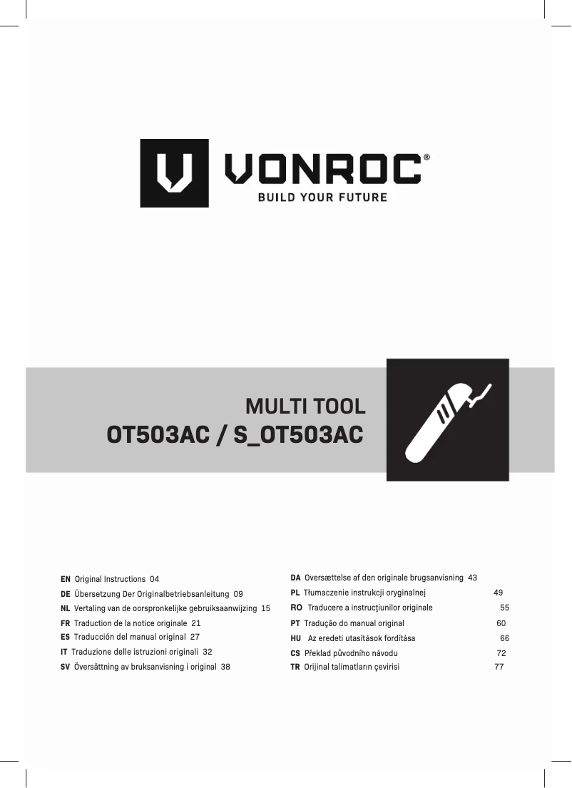 Page n°1 - Manuel utilisateur Vonroc OT503AC