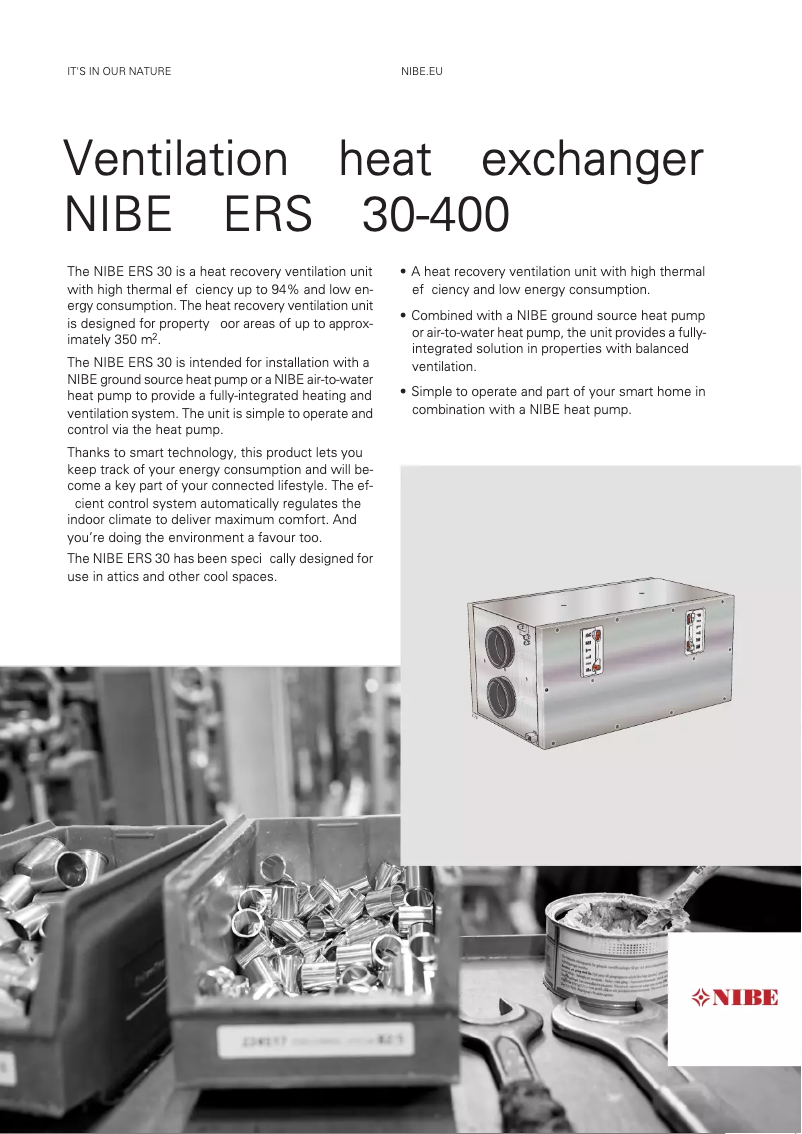 Página 1 del manual Ficha técnica Nibe ERS 30-600