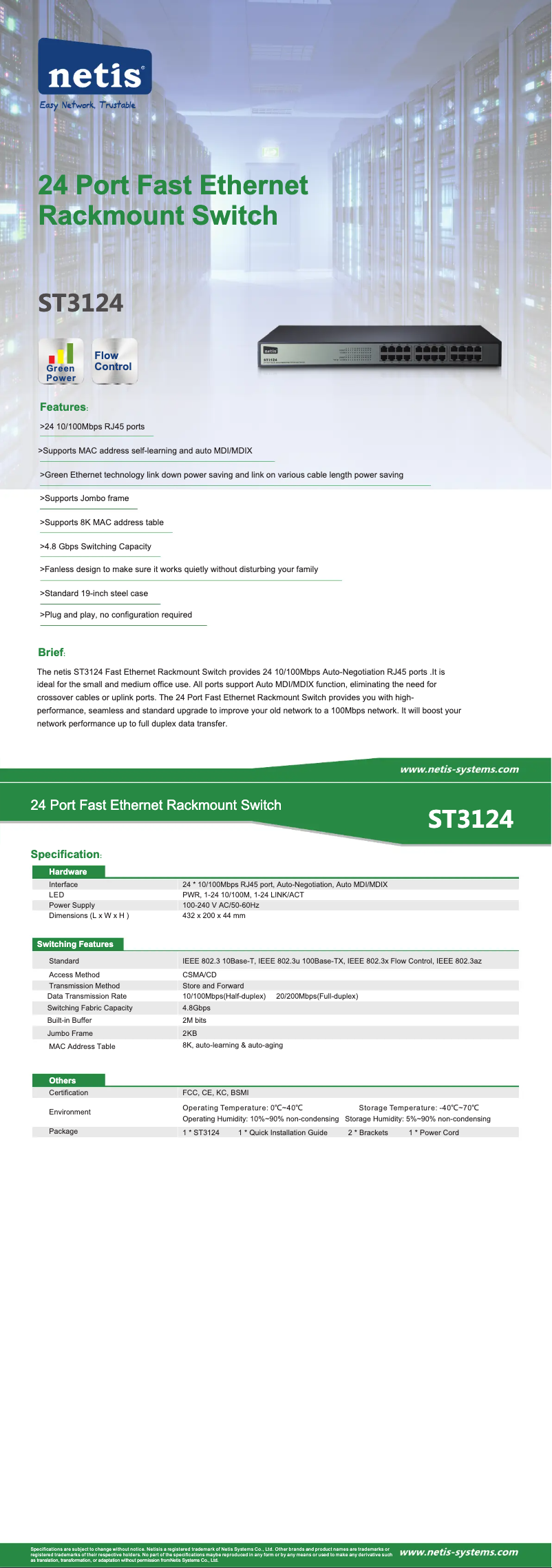 Page 1 de la notice Manuel utilisateur Netis ST3124