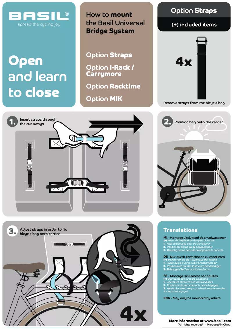 Page 1 de la notice Manuel utilisateur Basil Urban Fold Cross Body