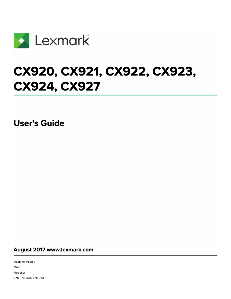 Page 1 de la notice Manuel utilisateur Lexmark CX923dte