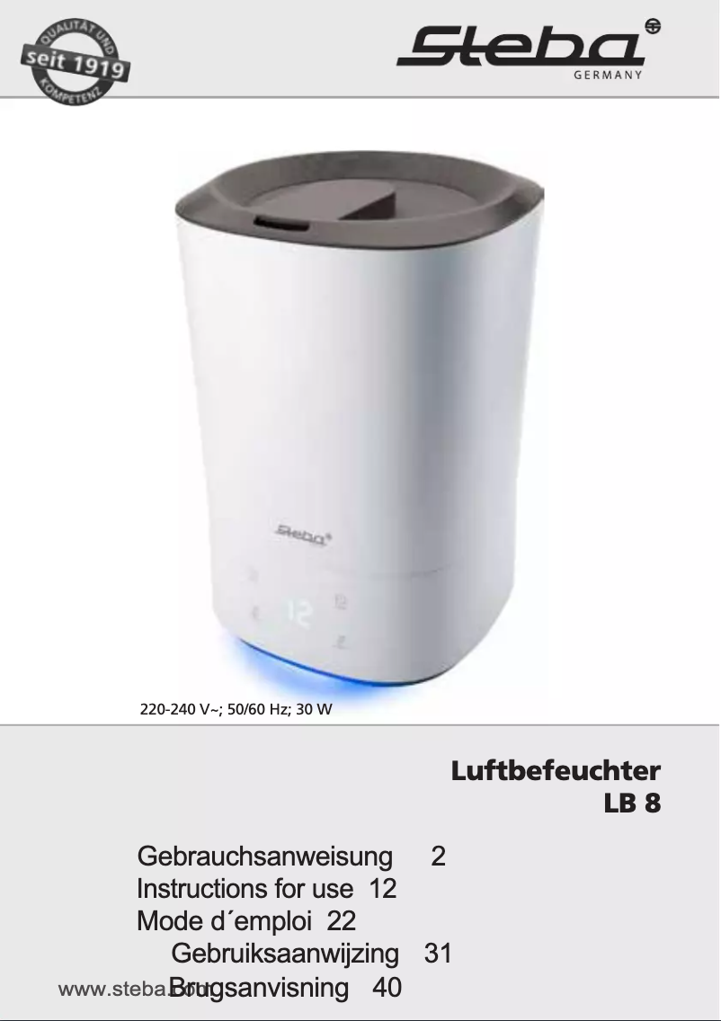 Page 1 of the manual User Manual Steba LB 8