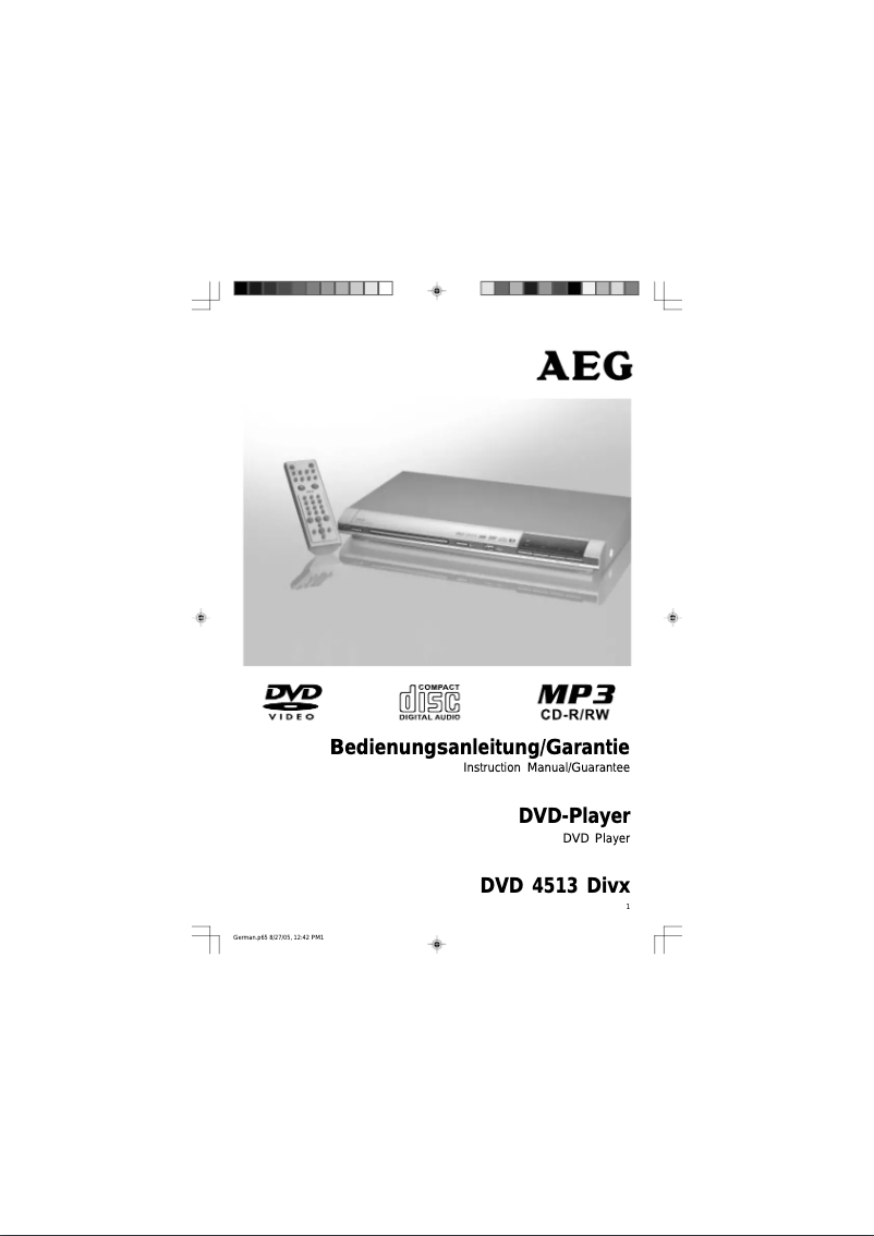 Page n°1 - Manuel utilisateur AEG DVD 4513 DIVX