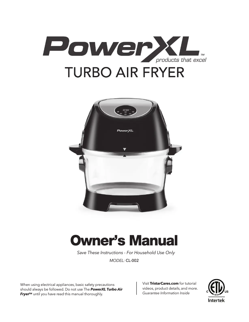 Page 1 de la notice Manuel utilisateur PowerXL Turbo Air Fryer CL-002