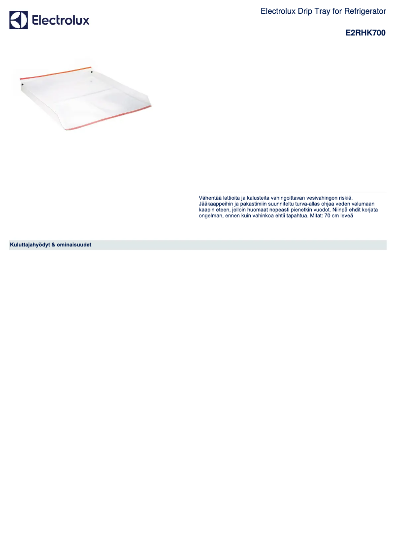 Page n°1 - Manuel utilisateur AEG E2RHK700