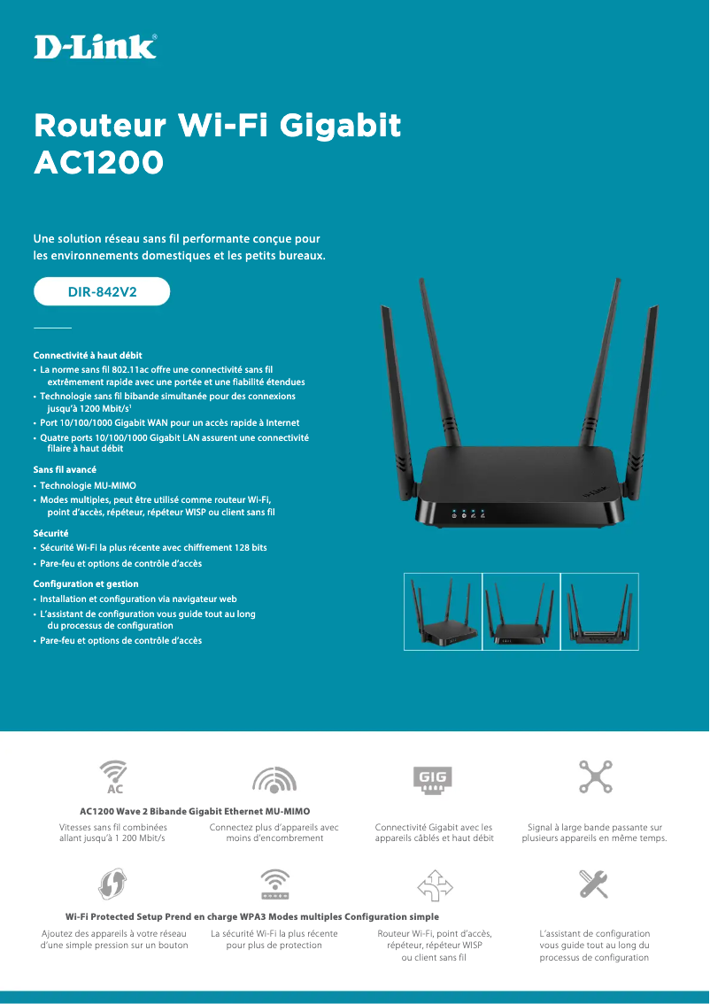 Page 1 de la notice Fiche technique D-Link DIR-842V2