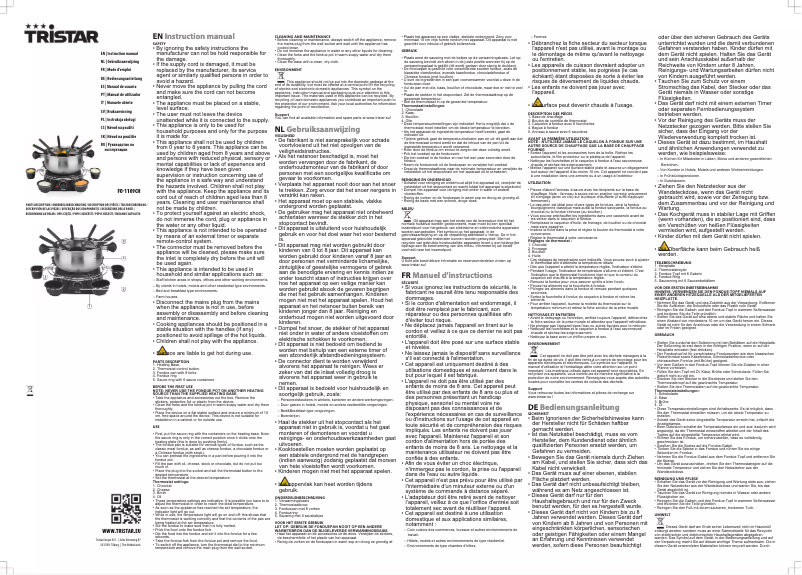 Page 1 de la notice Manuel utilisateur TriStar FO-1109CH