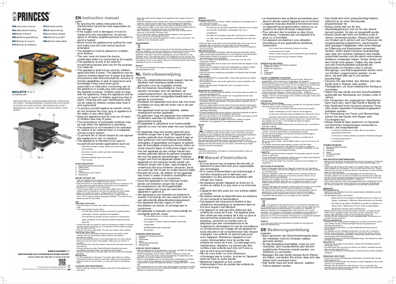 Page n°1 - Manuel utilisateur Princess Raclette Pure 4 162950