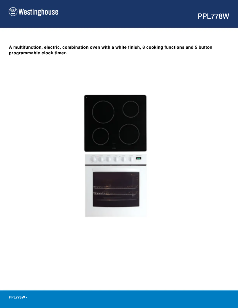 Page n°1 - Fiche technique Westinghouse PPL778W