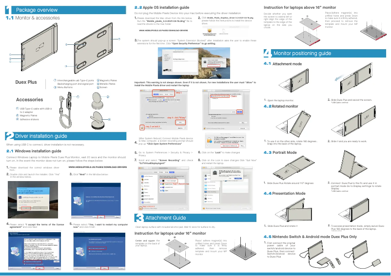 Page n°1 - Manuel utilisateur Mobile Pixels Duex Plus